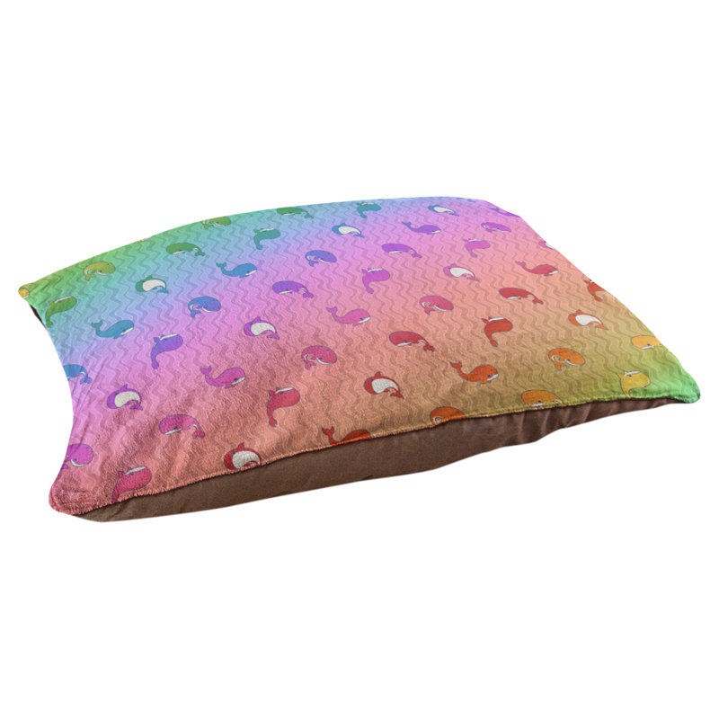 Coussin pour chien Campion Whales, Moyen (L 29,5 po x P19,5 po x H 9,5 po), Vert mer clair / orchidée / rouge
