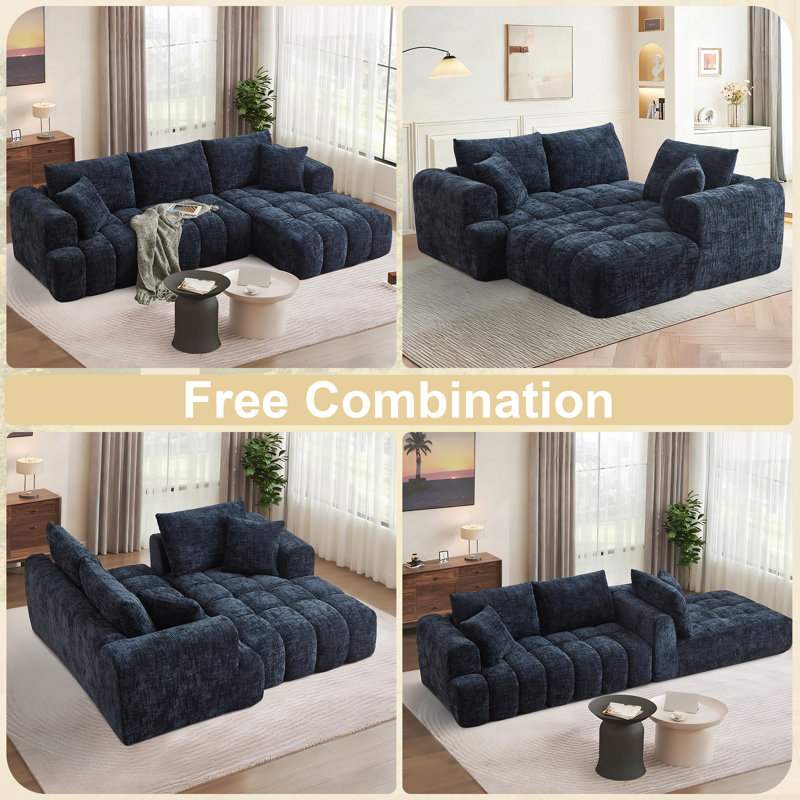 Canapé modulaire 108 po Chenille, Chenille bleu foncé, Face à la droite