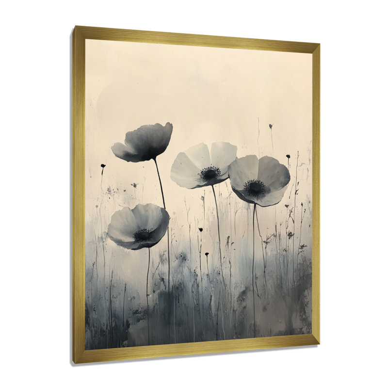 Barloy - Floral Wall Art Living Room, H 32 po x l 16 po, Reproduction encadrée d'une seule photo, Doré