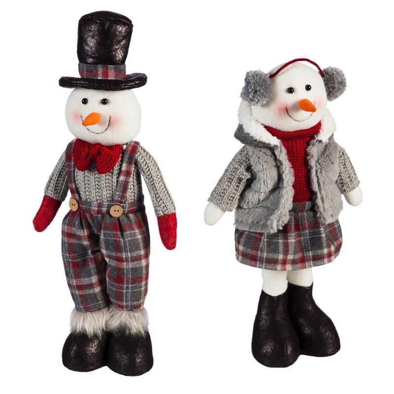 Ensemble de 2 bonhomme de neige pelucheux