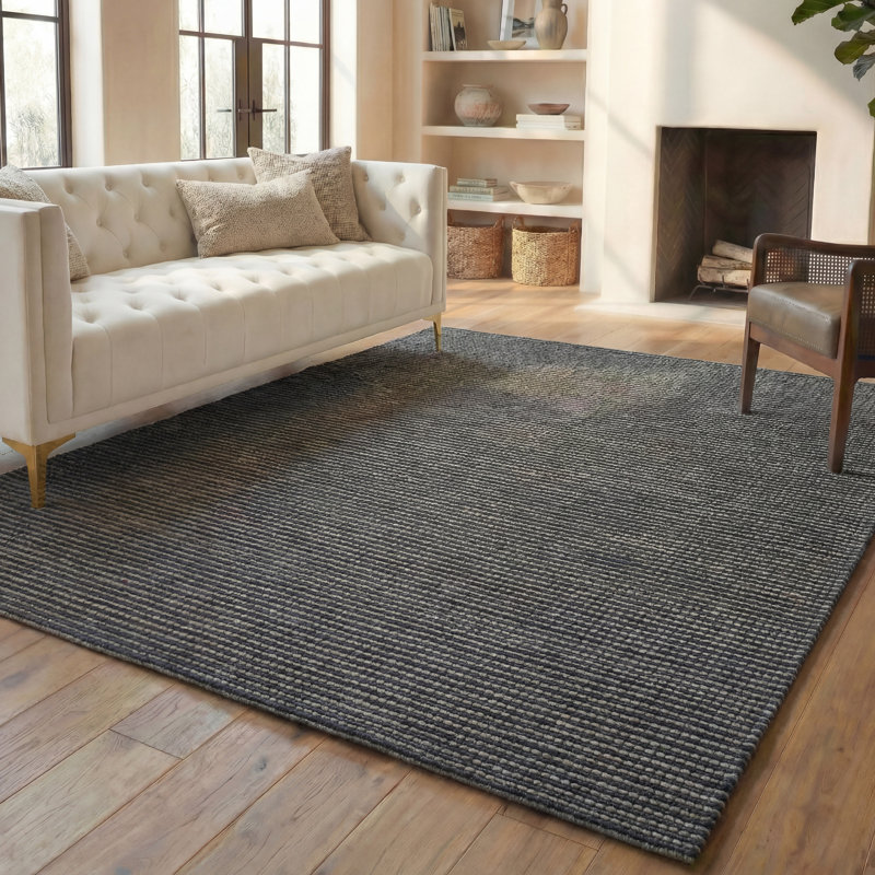 Tapis rayé tissé à la main Steffen, Rectangle 8 pi x 10 pi