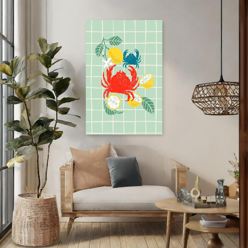 Crabs et citrons vibrants, H 48 po x l 32 po