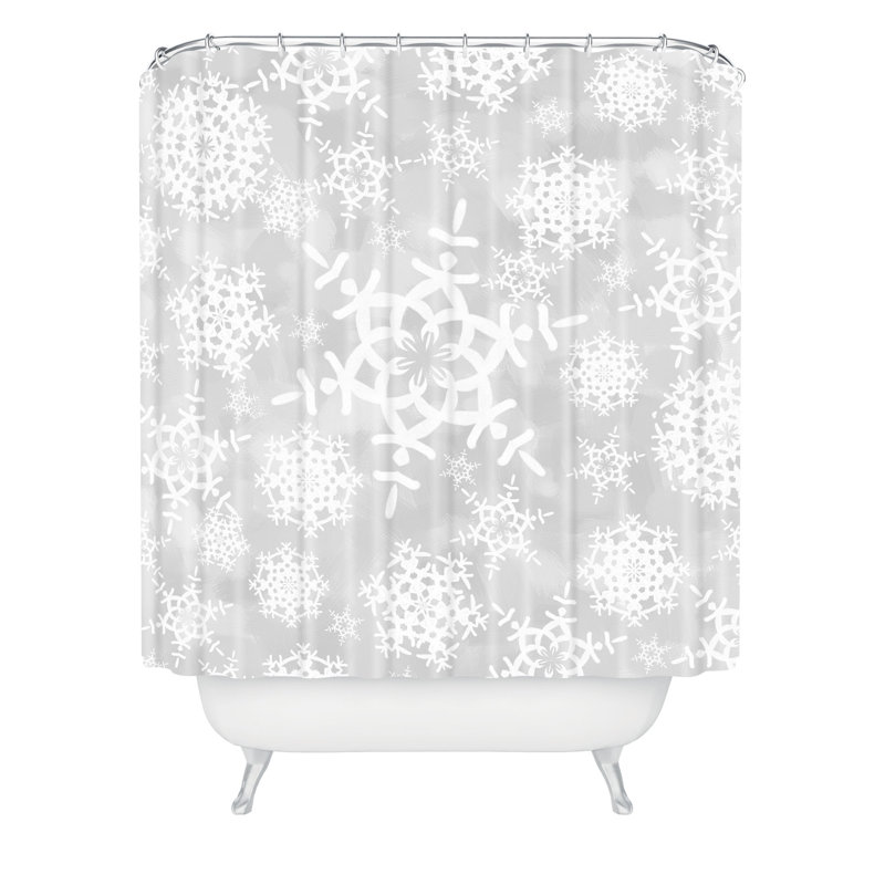 Rideau de douche simple Gustavus Snow Flurries, Gris