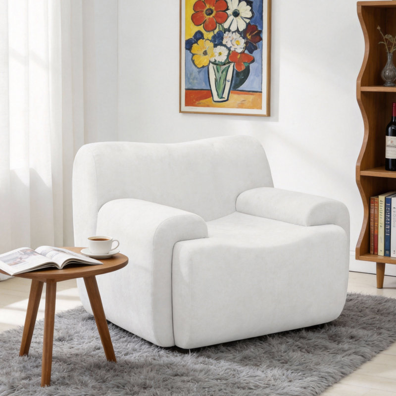 Chaise longue rembourrée Modern, White
