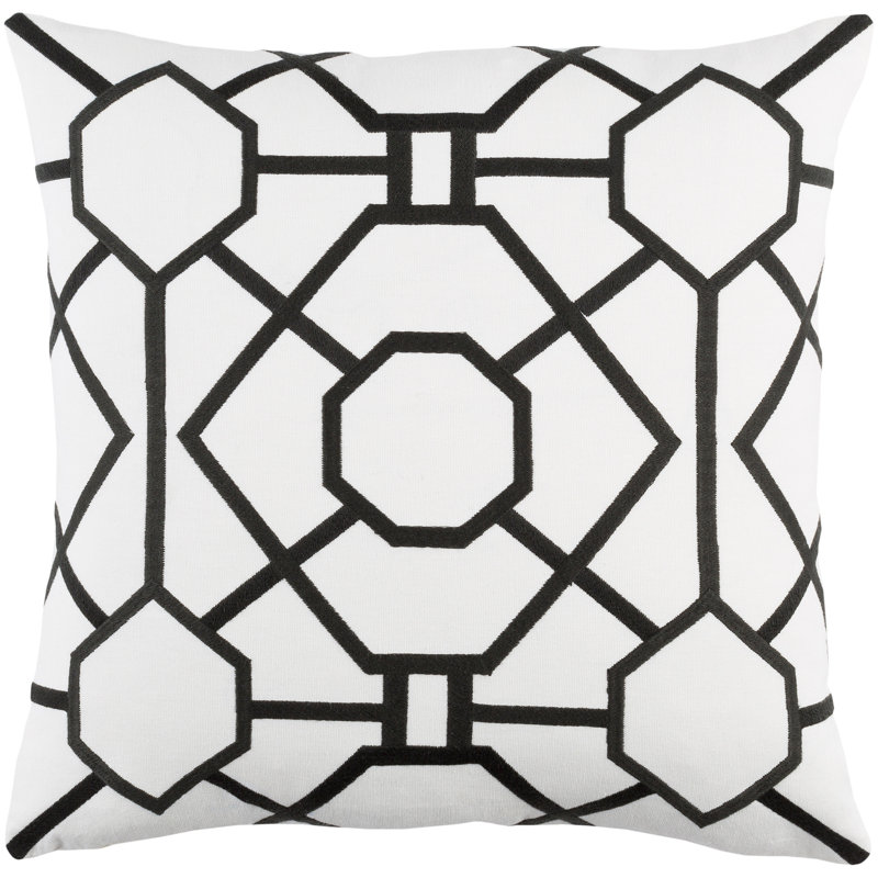 Kingdom Cotton Geometric 18" Throw Pillow Cover, Gray/ White