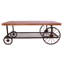 Table basse rustique - chêne et gris, roues en métal gris chaud