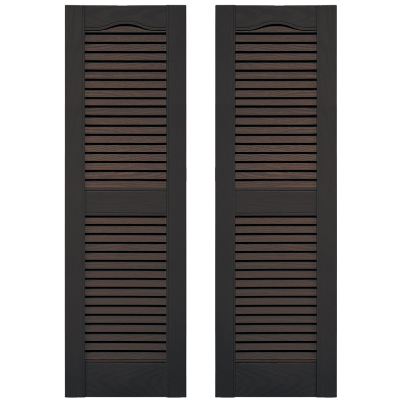 Builders Edge, TailorMade Cathedral Top Centre Mullion, Open Louvre Shutters, Musket Brown, 12", 33"