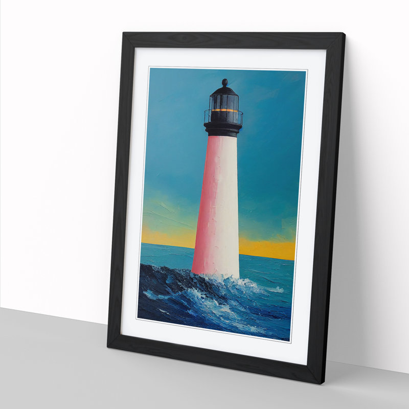 Joe Lighthouse Painted - Picture Frame Print, Black, 64cm H x 46cm W x 2cm D