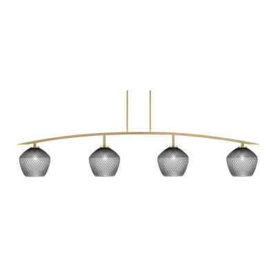 Kurve 4 Light Bar Shown In New Age Brass Finish With 9" Textured Glass