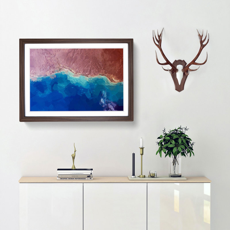 The Beauty of the Earths Landscape in Abstract - Picture Frame Painting Print, 48cm H x 65cm W x 2cm D, Walnut Framed
