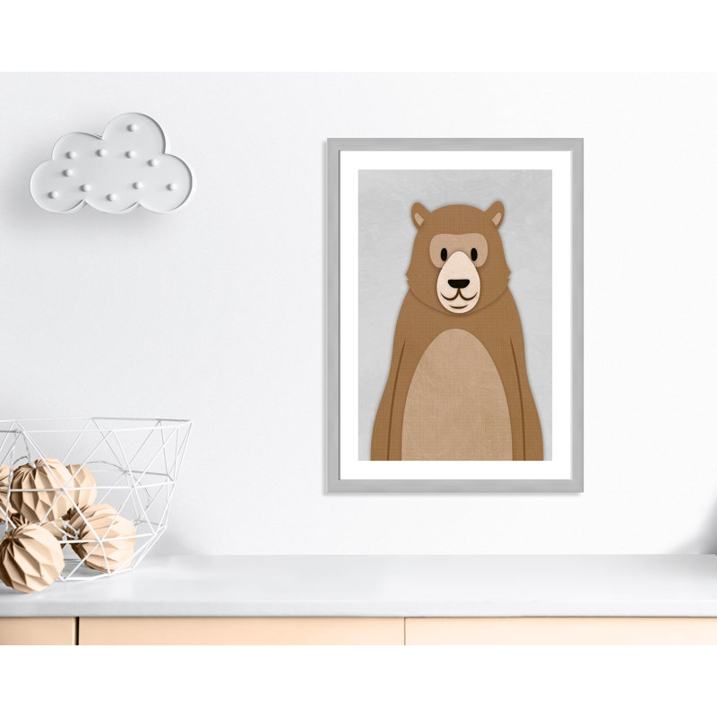 Adhésif décoratif Cheery Bear, H 34,5 po x l 24,5 po x P 0,6 po, Encadré plat argent