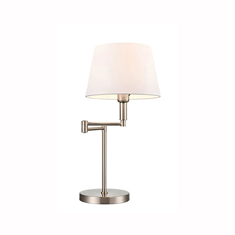 Alcivar Adjustable Metal Desk Lamp, Satin Nickel/White