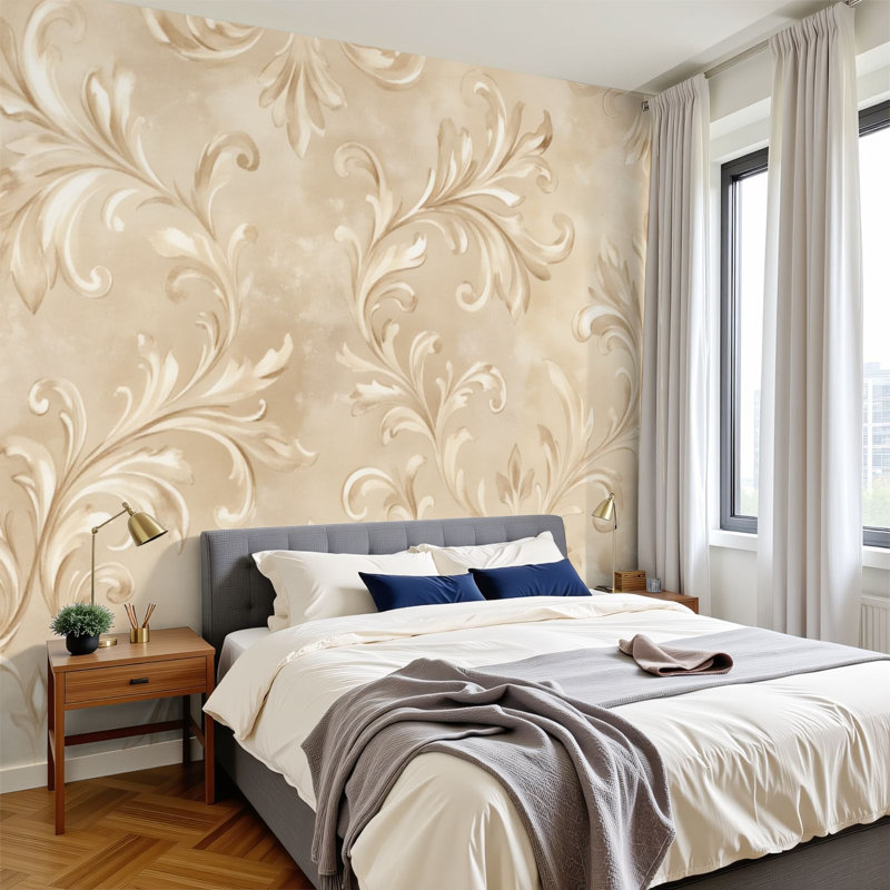 Papiers peints et adhésifs rétro à motif floral français texturé, classique, campagne, brun clair, murales murales florales, H 100 po x l 144 po, papier peint amovible en PVC, adhésif mural pour salon, chambre, bureau à domicile