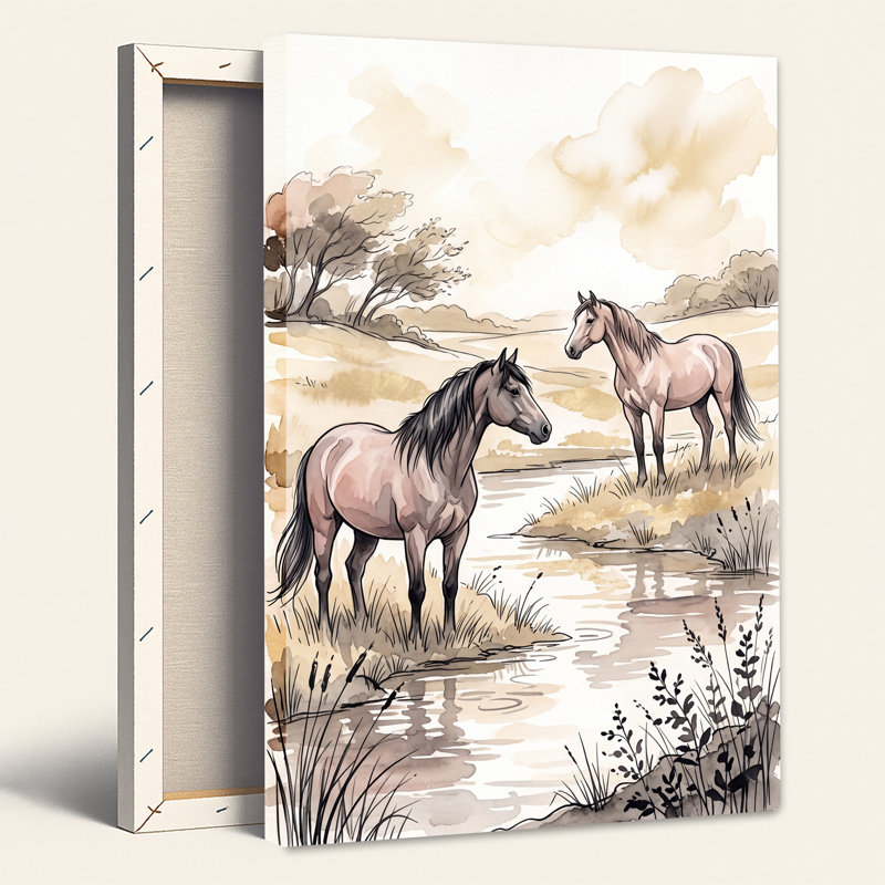 «Two Horses» par Stream in Mute, H 36 po x l 24 po