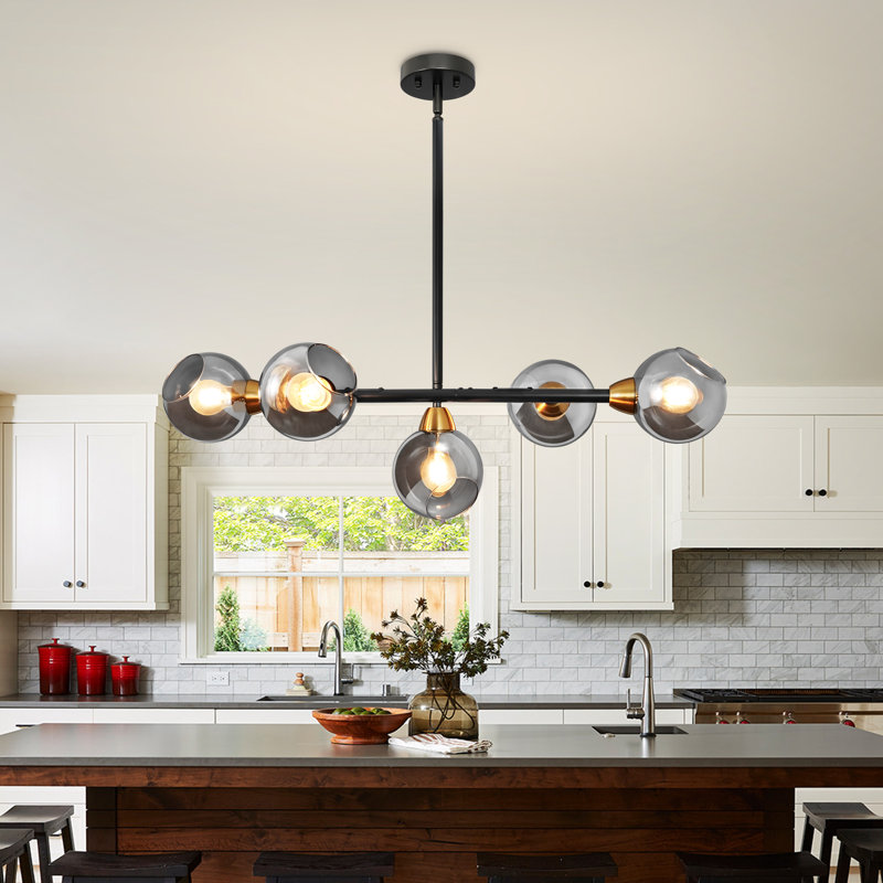 5 - Light Chandelier, Grey