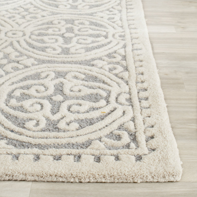 Luka Damask Wool Hand Woven Area Rug, Rectangle 91 x 152cm