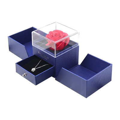 A packaging Double-door Eternal Rose Jewelry Box With Valentine's Day Gift Packaging Box Earrings Ring Necklace Box