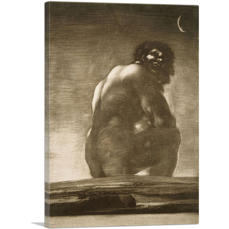 "Seating Giant 1818" par Francisco Goya, reproduction d'art sur toile tendue, H 40 po x l 26 po x P 1,5 po