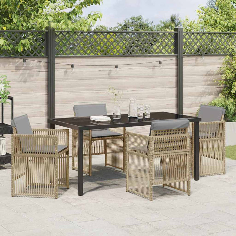 4 - Person Patio Dining Set Table,, 73cm H x 160cm W x 80cm D, Beige