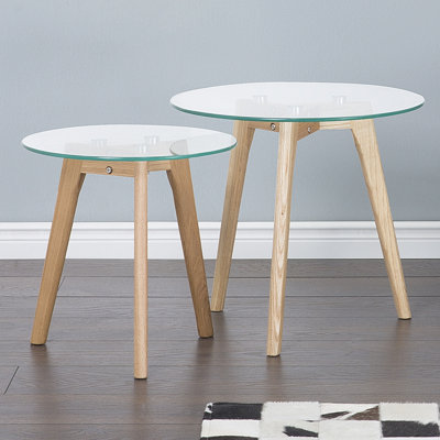 Glass Top Trestle Nesting Tables