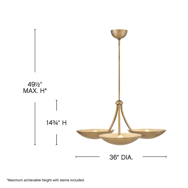 Glenn 3 - Light Chandelier, Bronze
