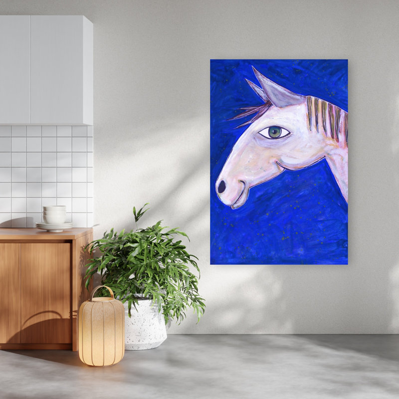 Art mural cheval fantaisiste blanc fantaisiste