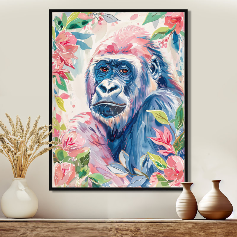 Cowger - impression d'art mural Gorillawall, Cadre flottant noir, 24" H x 32" W