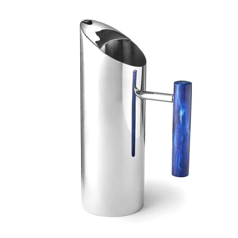Pichet en résine bleu azur et acier inoxydable, Bleu / Argent