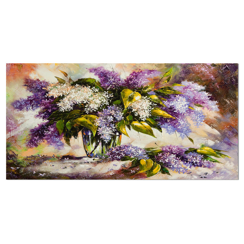 Lilas Bouquet in a Vase - Impression sur toile tendue, H 20 po x l 40 po x P 1po