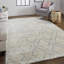 Tapis bleu à motif abstrait noué à la main Davisboro-22512643