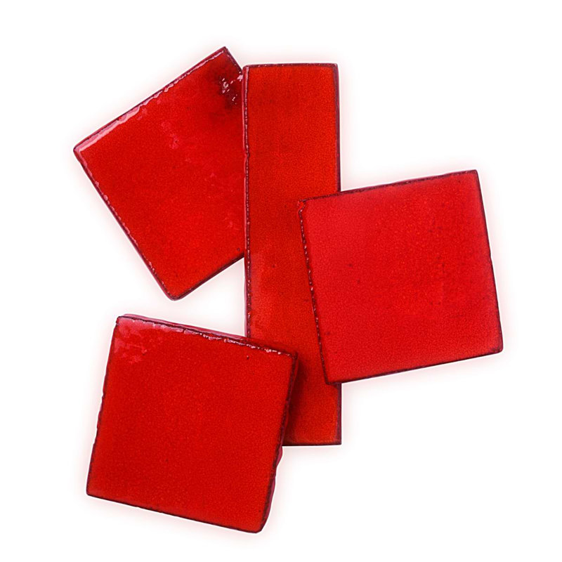 Set of 50 Emery Handmade Glossy Terracotta Tiles, Orange