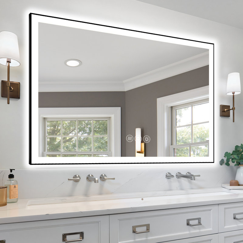 55X36 Inch Frameless LED Bathroom Mirror,Smart Mirror, 36.03" x 55.03"