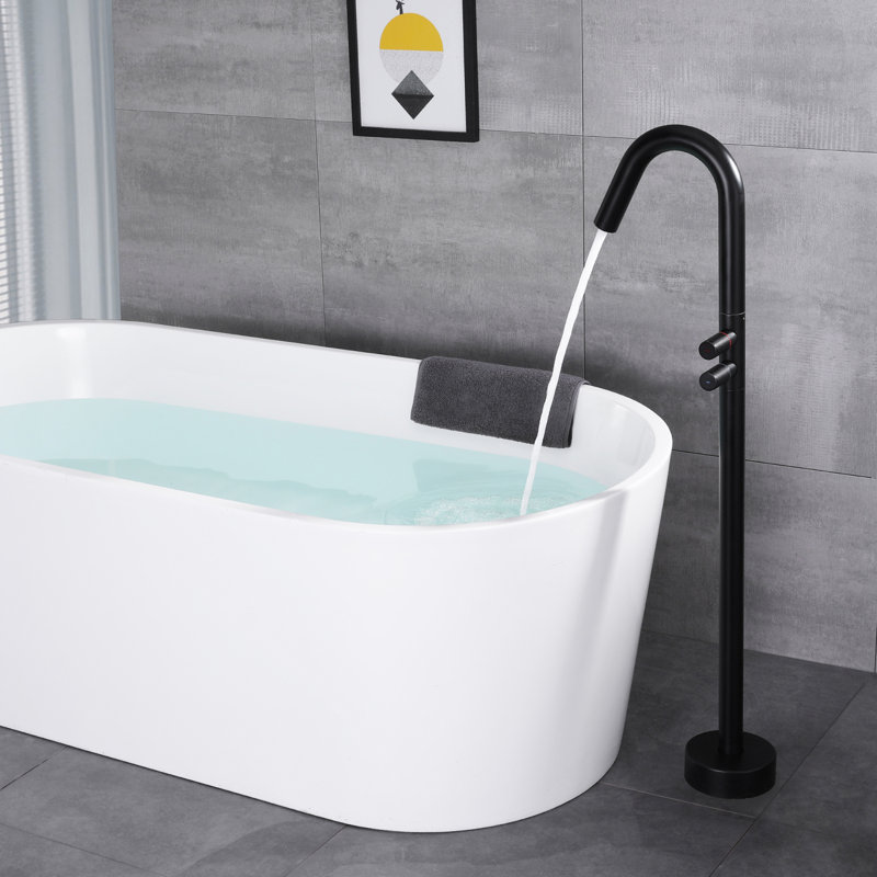 Double Handle Floor Mounted Freestanding Tub Filler