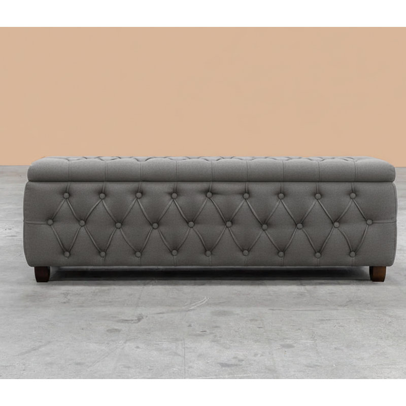 Riga Wide Velvet Tufted Rectangle Solid Color Ottoman Box with Storage, Upholstered Footstool Shoes Bench with Legs