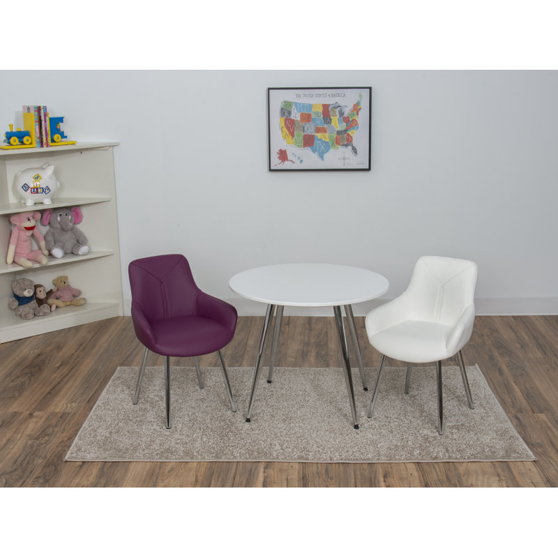 Paz Kids 3 Piece and Chair Set, Purple/White