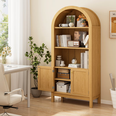 Bibliothèque autoportante 70,5 "x H 30,5" avec tablettes et armoire, présentoir de rangement moderne pour la chambre à coucher, le salon, le bureau personnel