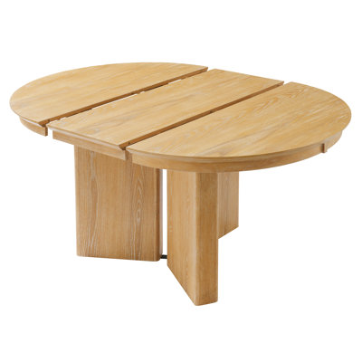 Extendable Dining Table, Modern Farmhouse Kitchen Table with Pedestal Base and Adjustable Foot Pads for Dining Room, Kitchen (Natural)