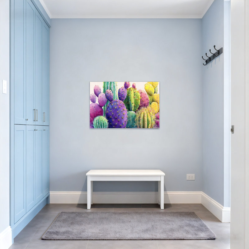 Plants & Flowers Colorful Cacti Pattern Print Artwork
