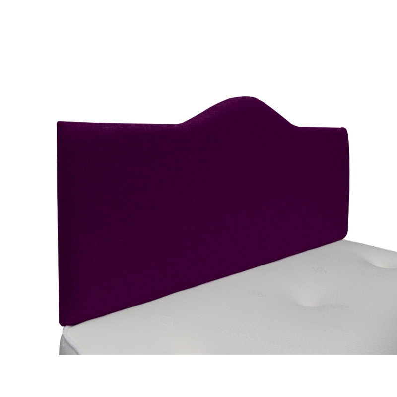Burbank Upholstered Headboard, Double (4'6), Purple, 100% Linen