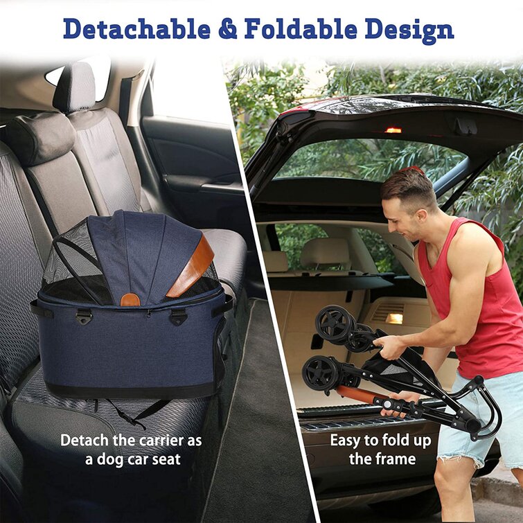 ACEM Folding Pet Stroller Detachable 2 In 1 Pet Car