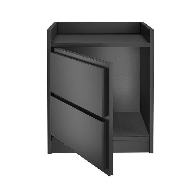 Boyd Sleep Adagio Mid-Century Modern Low Profile Nightstand, Black