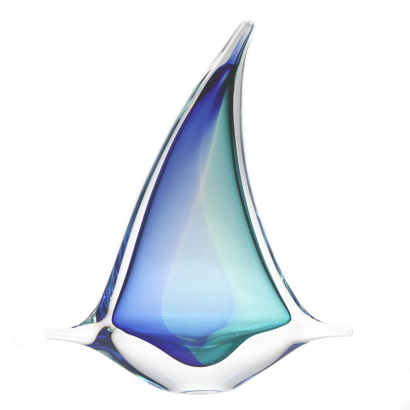 Murano Glass Design Sailboat, Aqua Blue