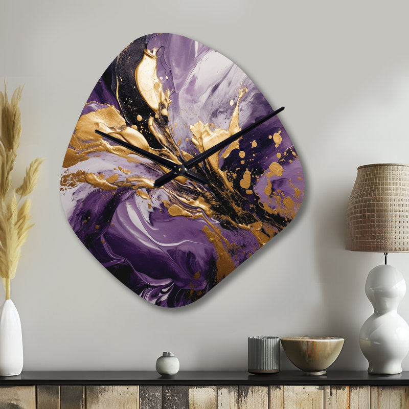 Horloge murale abstraite mauve et mauve liquide Magic II II, Petit