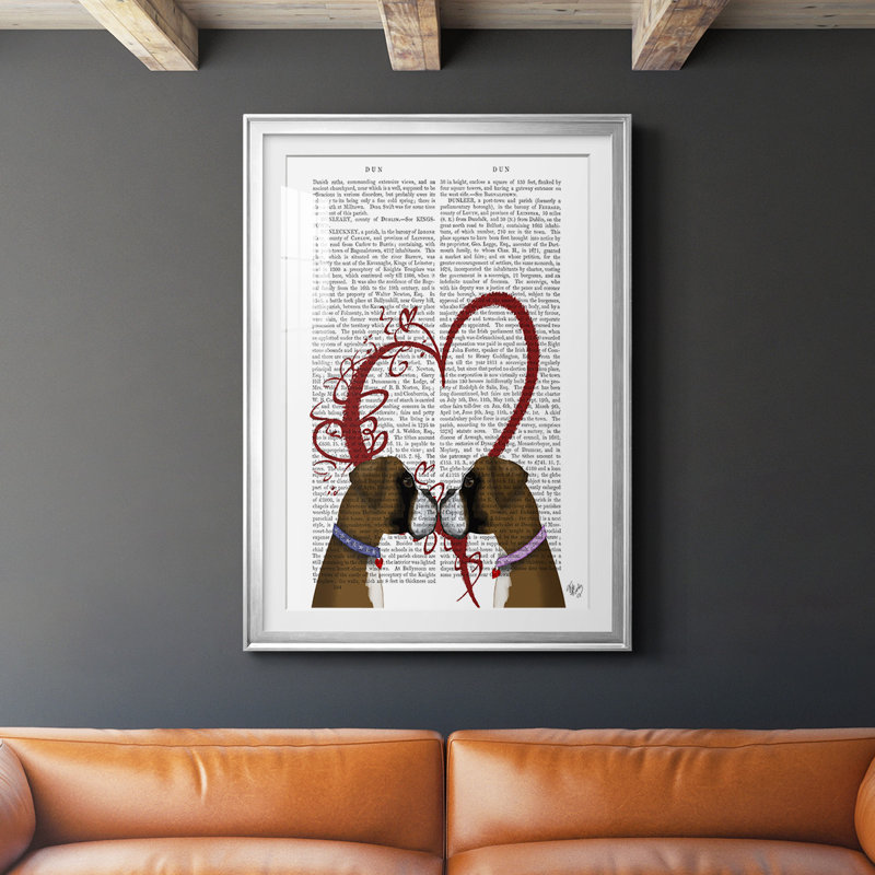 5_Boxer Love, reproduction encadrée de qualité supérieure - prête à être accrochée, L 22,5 po x H 30,5 po, Argent