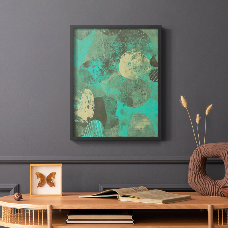 Minty Green Orbs I Framed Print - Solid Wood, 10" H x 8" W, Black