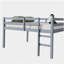 Lit mezzanine double en bois d'hévéa avec échelle, gris-129462081
