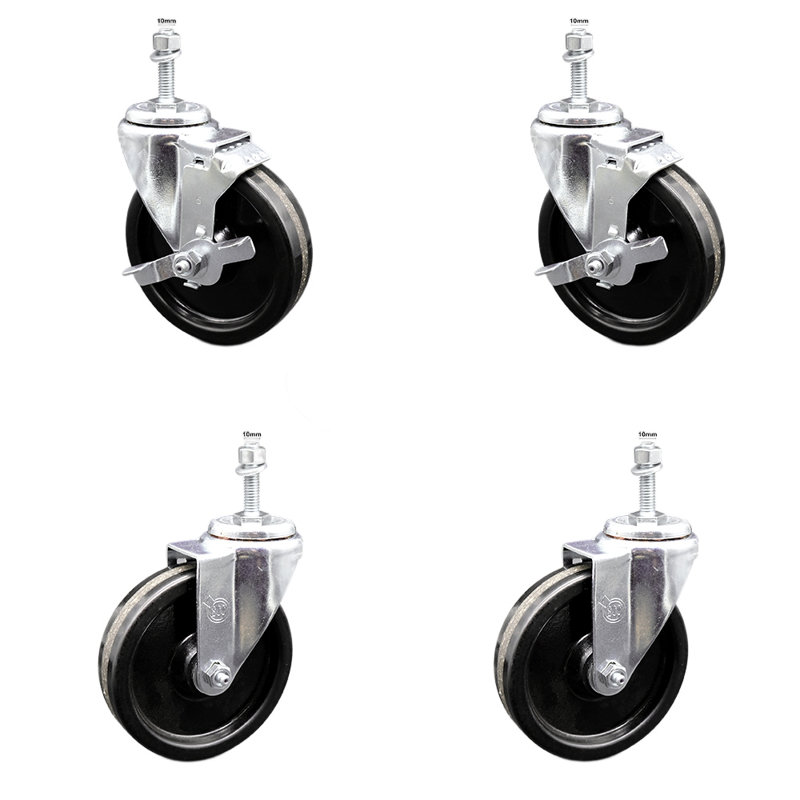 10MM Threaded Stem Caster Set 2 Brakes SCC
