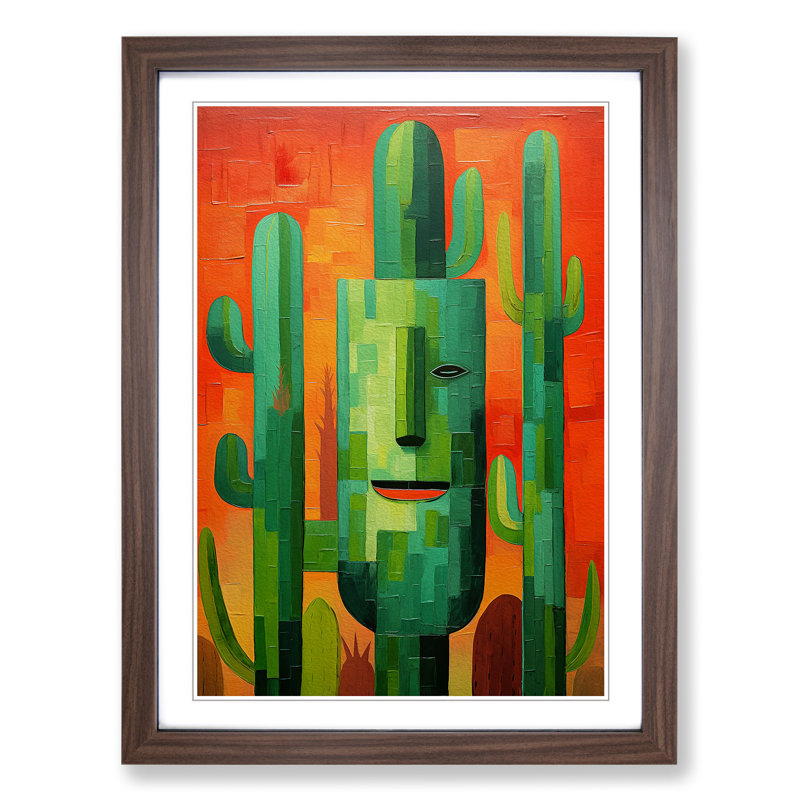 Cactus Cubism - Framed Print, Walnut Framed, 64cm H x 46cm W x 2cm D