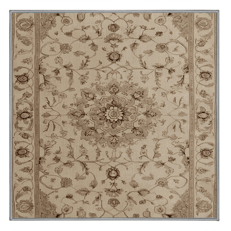 Tapis gris Tabriz lavable à la machine, Carré 6 pi