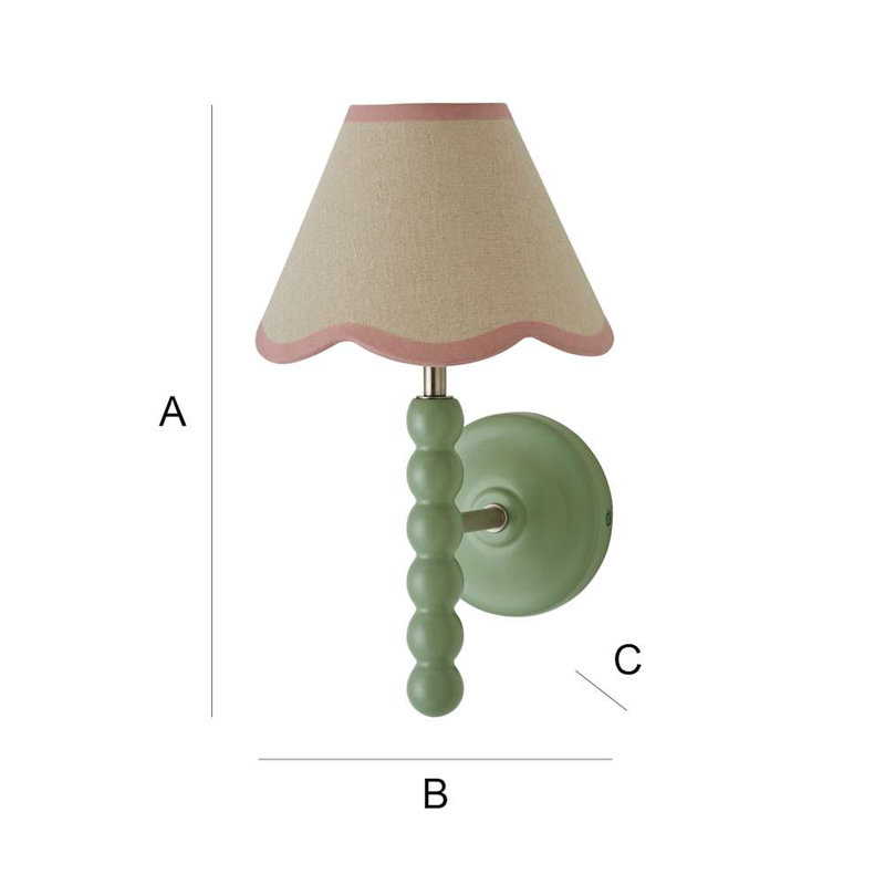 Alderic Manufactured Wood Armed Sconce, Pink, Green, No